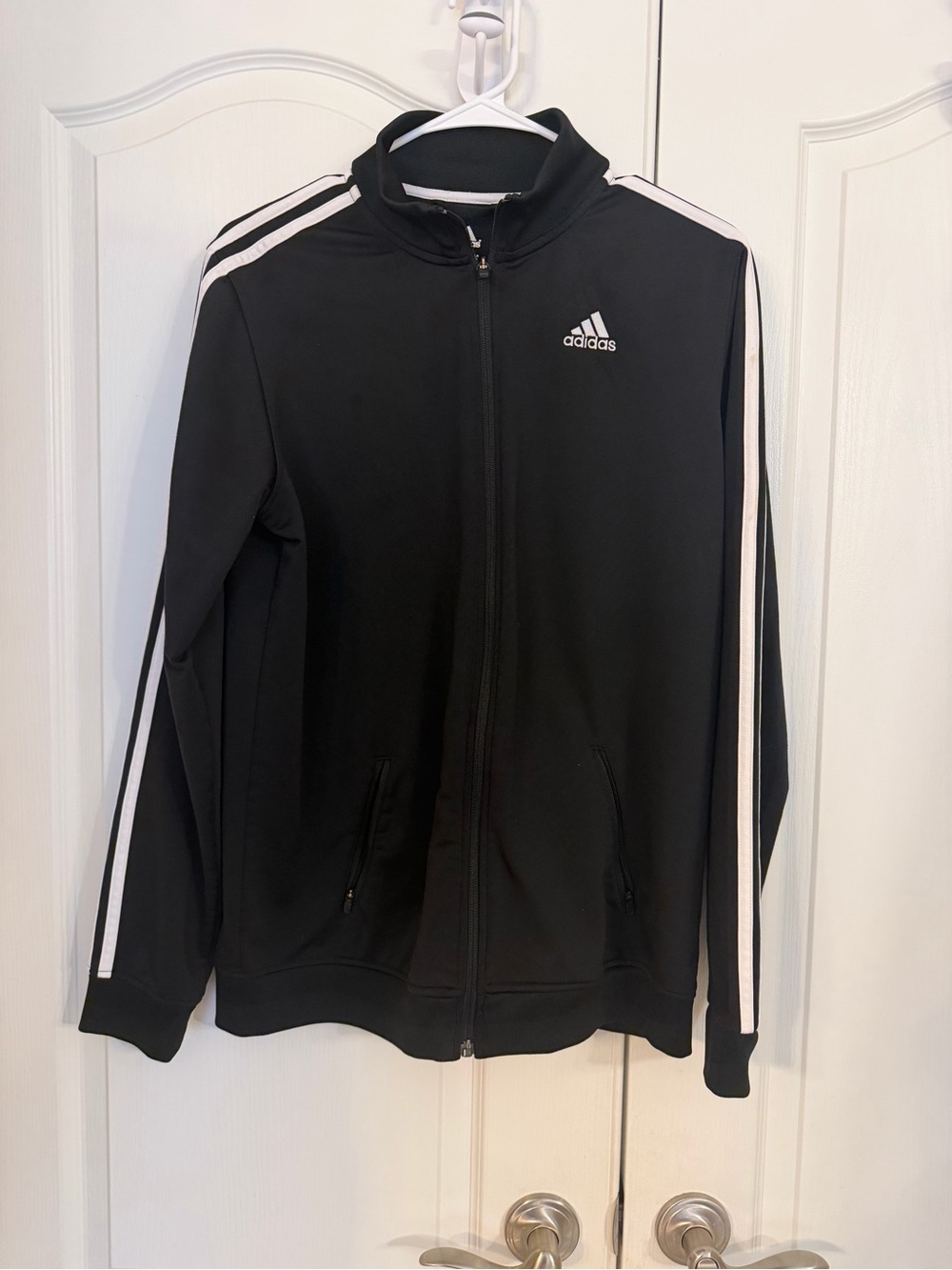 Adidas Black Track Jacket with White Stripes